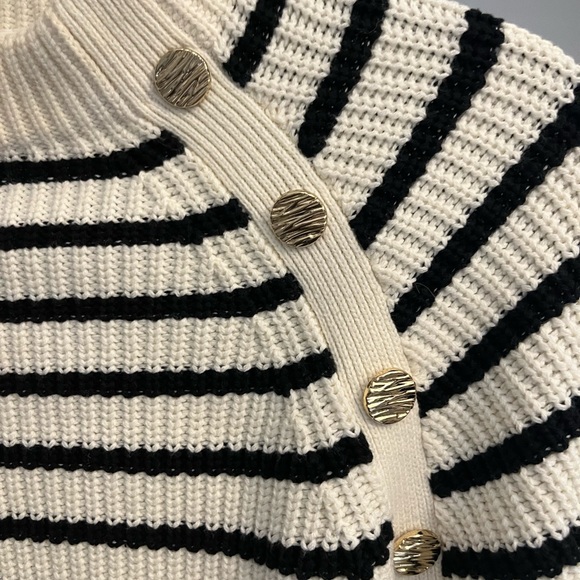 H&M Knit Stripes Sweater with Gold Button Detail, XS - Picture 2 of 5